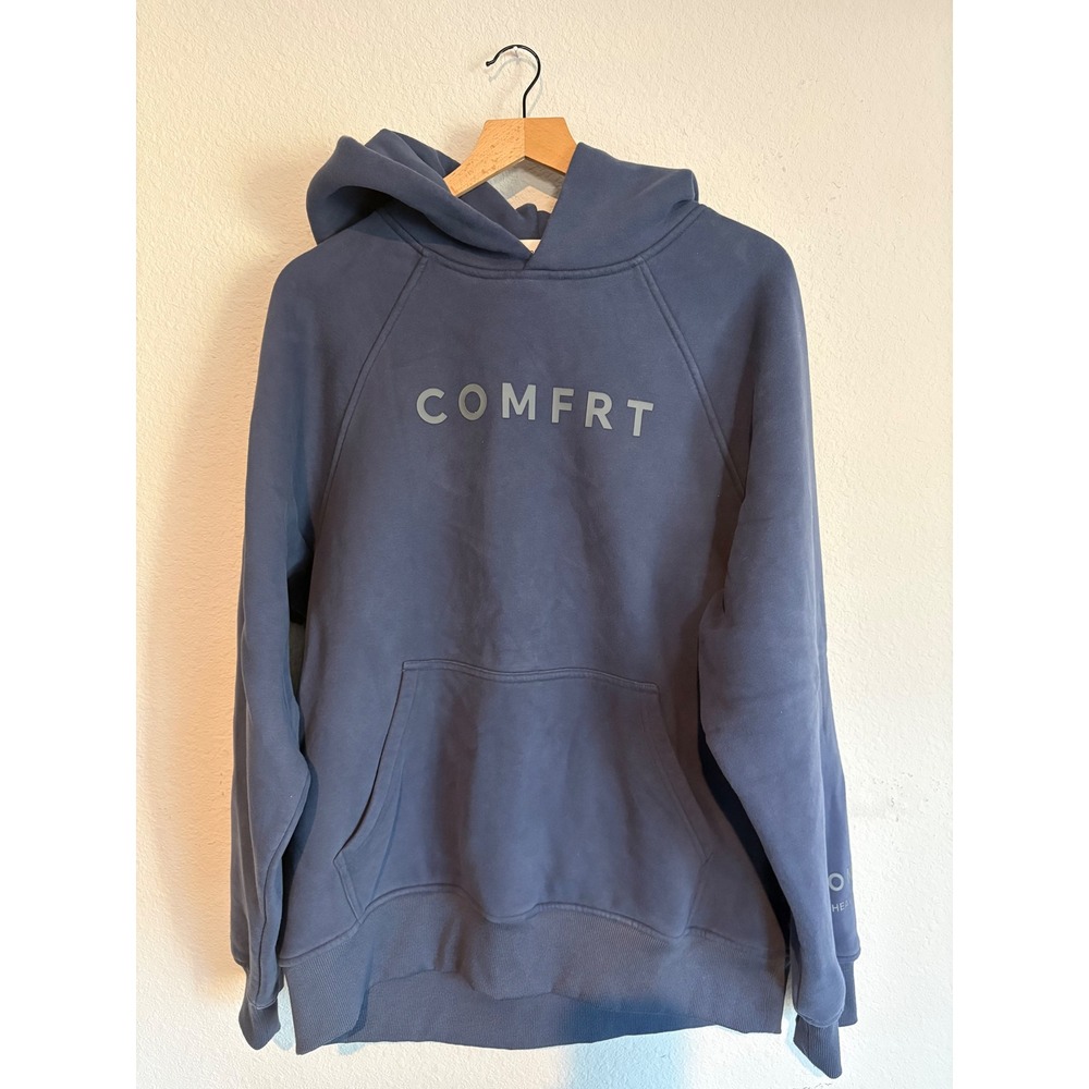 Comfrt Heavyweight Hoodie M- XL Blue Slate Raglan Pullover Sweatshirt minimalist